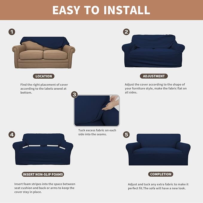 Easy-Going Waterproof Loveseat Couch Cover Stretch Jacquard Sofa Cover | Dual - Image 5