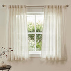 MYSKY HOME Kitchen Window Curtains Half Sheer Drapes 45 Inches Long, Boho - Image 2