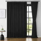 Extra Wide Black Pinch Pleated Curtains 100 x 95, Thermal Insulated Noise by KEQIAOSUOCAI