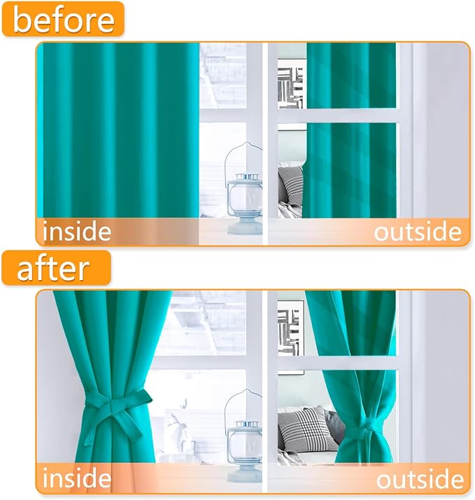Blackout Curtains for Bedroom, Peacock Teal, 42 x 84 Inch, 2 Panels | Thermal - Image 4