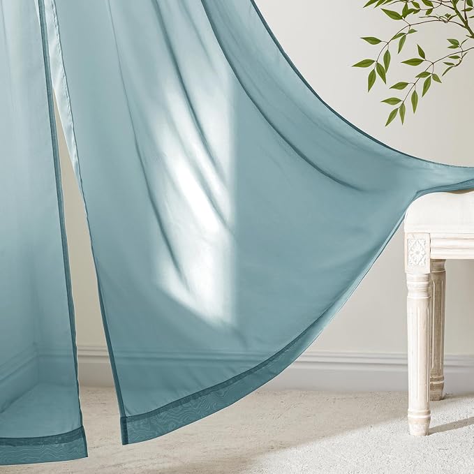MIULEE Dusty Blue Sheer Curtains 84 Inches Long 4 Panels 42 x 84 Inches | Light - Image 6