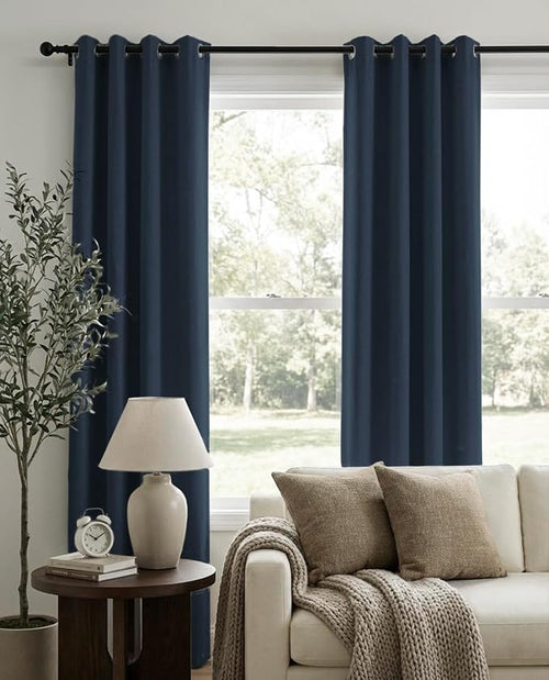 100% Blackout Linen Textured Curtains 96 Inch Long, Light Blocking, Thermal - Image 2