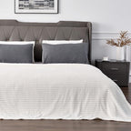BEDELITE Ribbed Jacquard Off White Blankets Queen Size - Image 2