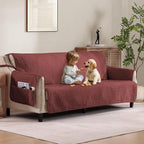 Quilted Red Sofa Slipcovers by Pamhaven