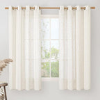 Cream Semi Sheer Linen Curtains 60 Inch Length 2 Panels Set, Light Filtering by LAMIT