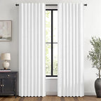 MIULEE 100% Blackout Linen Curtains 42 x 84 Inch Bright White 2 Panels | by MIULEE