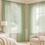MIULEE Sage Green Sheer Curtains 84 Inches Long 4 Panels 42 x 84 Inches | Light - Image 2