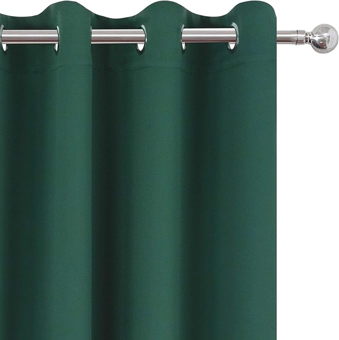 Dark Green Thermal Blackout Curtains/52 x 72 Inch/Set of 2 Panels Room - Image 7