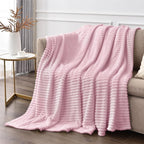 BEDELITE Ribbed Cherry Blossom Fleece Throw Blanket - Image 4