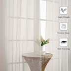 Ivory Sheer Curtains 63 Inch Length 2 Panels Set, Rod Pockets Voile Bedroom - Image 8