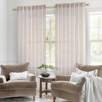 MIULEE White Linen Curtains 52x63 Inch Long 2 Panel - Image 2