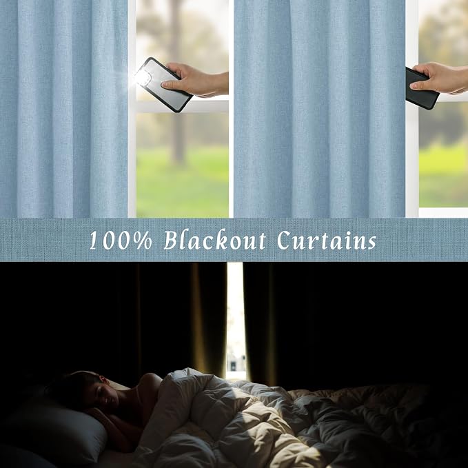 Linen 100% Blackout Window Curtains - Image 3