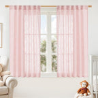 Semi Sheer Linen Curtains 45 Inches Long by LAMIT