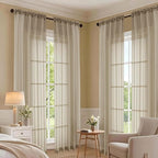 Taupe Sheer Curtains 72 Inches Long 2 Panels Set, Light Filtering Sheer Curtains - Image 7