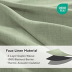 100% Blackout Linen Textured Curtains 96 Inch Long, Sage Green | 100% Blackout - Image 5