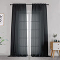 Black Sheer Curtains Dark Color Curtain Panels by OVZME