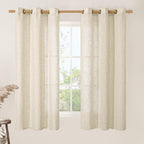63 Inch Length Beige Linen Curtains by LAMIT