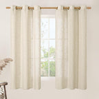 Beige Linen Semi Sheer Curtains 60 Inch Length by LAMIT