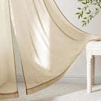 MIULEE Beige Sheer Curtains 108 Inches Long 4 Panels 54 x 108 Inches | Light - Image 6