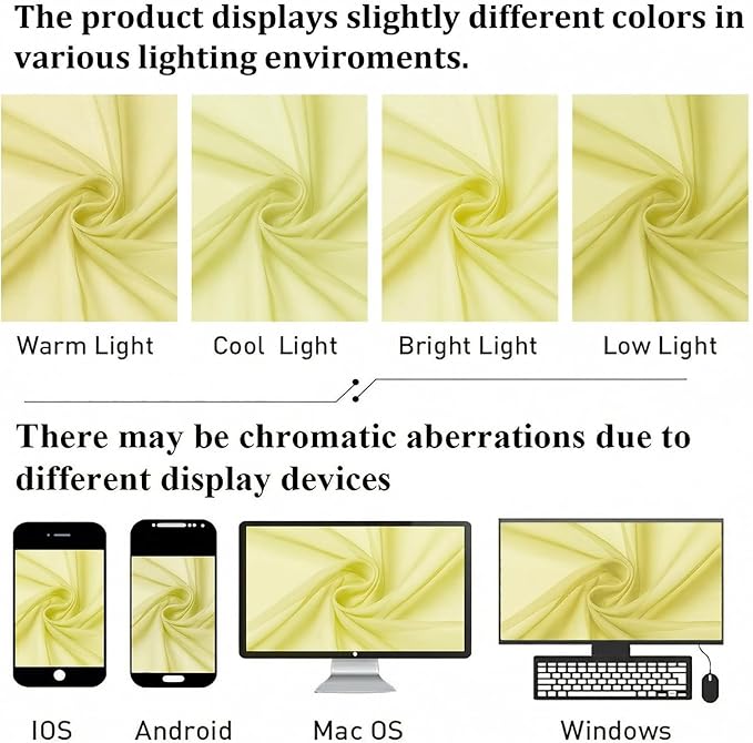 Goose Yellow Sheer Curtains 96 Inches Long 2 Panels, Rod Pocket Light Filtering - Image 7