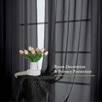 Black Sheer Curtains 108 Inches Long 2 Panels Set, Extra Wide Airy Voile Sheer - Image 6