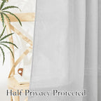 RYB HOME Linen Textured Curtains Semi Sheer Window Curtains Light Filtering - Image 4