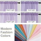 Kitchen Curtains 24 Inch Length Tier 2 Pieces, Lavender Sheer Curtain Solid - Image 5
