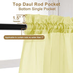Chyhomenyc Sheer Lemon Curtains 90 inches Long 2 Panels, Light Filtering Soft - Image 4