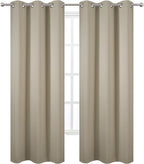 Beige Thermal Blackout Curtains/38 x 84 Inch/Set of 2 Panels Room Darkening - Image 2