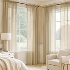 MIULEE Beige Sheer Curtains 96 Inches Long 4 Panels 42 x 96 Inches | Light - Image 2