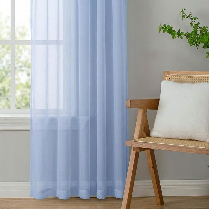 Sheer Curtains 96 inches Long 2 Panels Set - Image 6
