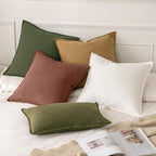 MIULEE Decorative Linen Pillow Covers 18x18 Inch Autumn Glaze | Boho Farmhouse​ - Image 5