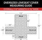Easy-Going Reversible Couch Cover, 2 Cushion Sofa, Cyan/Ivory | Oversized - Image 6