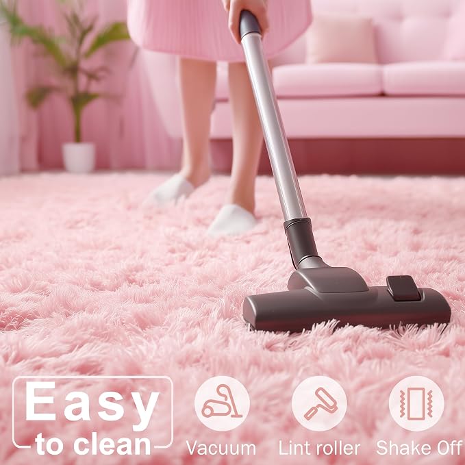 Amdrebio Pink Large Fluffy Plush Big Rug 9x12 - Image 9