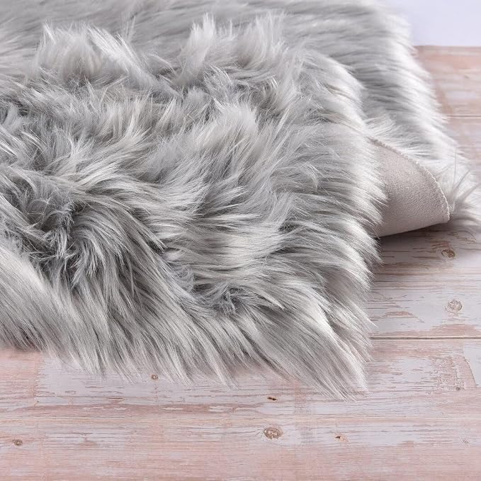 ORINOVA Light Grey Furry Washable Area Rugs - Image 3