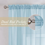 Sky Blue Sheer Curtains 78 Inches Long 2 Panels, Light Filtering Voile Solid - Image 4