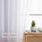 2 Panels Sheer White Curtains 54 Inches Length Window Treatment - Image 2