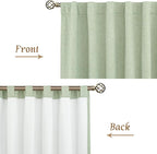 100% Blackout Natural Linen Curtains 72 Inches 2 Panels, Light Green | Room - Image 8
