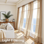 MIULEE Brown Sheer Curtains 108 Inches Long 4 Panels 54 x 108 Inches | Light - Image 4