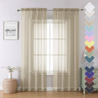 Taupe Sheer Curtains 84 Inches Long 2 Panels, Light Filtering Solid Voile Sheer by Lecloud