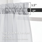 Light Grey Sheer Curtains 96 Inches Long 2 Panels - Image 3