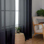 Black Sheer Curtains 50 Inch Length 2 Pcs, Light Filtering Bedroom Curtains - Image 8