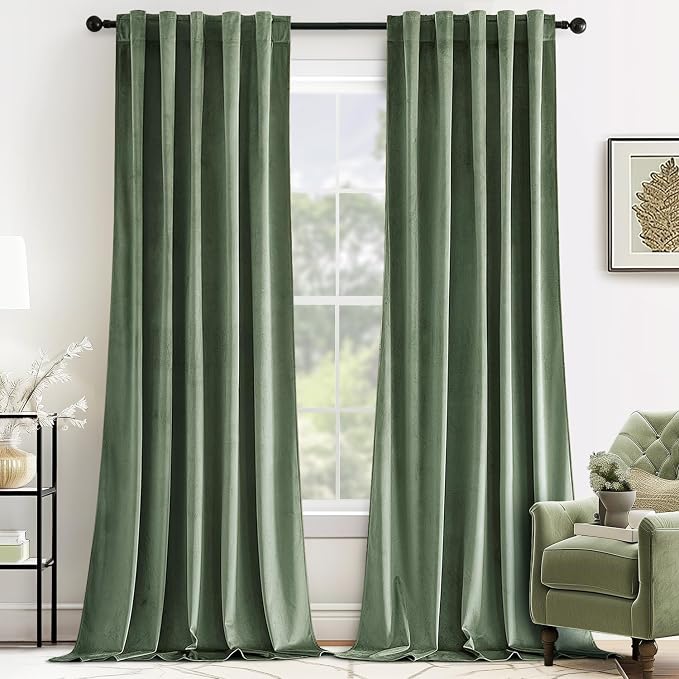 MIULEE Sage Green Velvet Curtains 52x108 inches Luxury Blackout Curtains | by MIULEE
