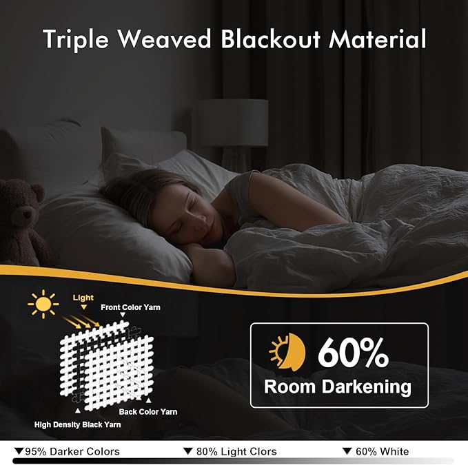 MIULEE Blackout Curtains for Bedroom 2 Panels 40 x 63 Inch Long Beige White | - Image 2