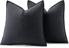 MIULEE Decorative Linen Pillow Covers 20x20 Inch Dark Gray | Boho Farmhouse​ - Image 6
