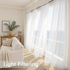 MIULEE White Sheer Curtains 92 Inches Long 4 Panels 42 x 92 Inches | Light - Image 4