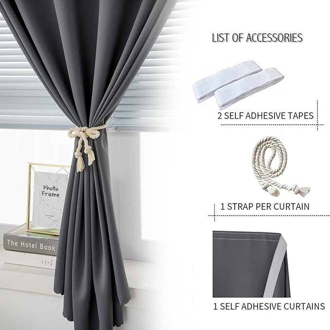 Stick On Blackout Curtains No Drill Required Self Adhesive Window Coverings - Image 2