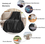 Dark Grey Fleece Plush Throw Blanket 60"x80"for Couch Fuzzy Cozy Flannel | - Image 3