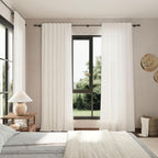 Beige White Linen Curtains 96 Inches Long - Image 8
