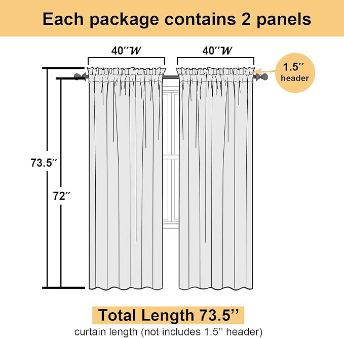 Taupe Sheer Curtains 72 Inch Length 2 Panels, Light Filtering Soft Solid Voile - Image 3